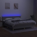 Cama box spring con colchón tela y LED gris claro 160x200 cm