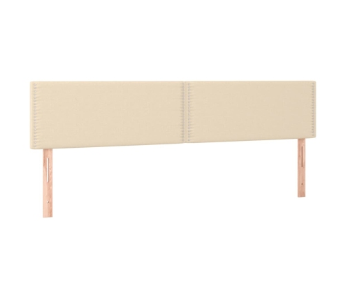 Cama box spring con colchón y LED tela crema 160x200 cm