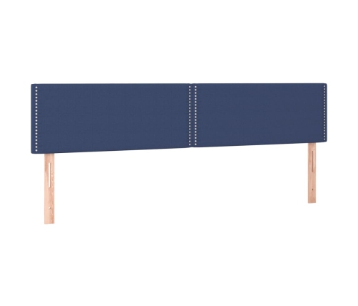 Cama box spring con colchón y LED tela azul 160x200 cm