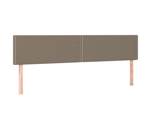 Cama box spring con colchón LED tela gris taupe 180x200 cm