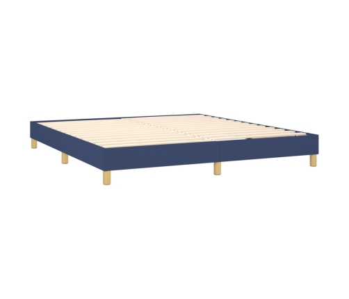 Cama box spring con colchón y LED tela azul 180x200 cm