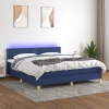 vidaXL Cama box spring con colchón y LED tela azul 180x200 cm