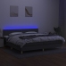 Cama box spring con colchón y LED tela gris oscuro 200x200 cm