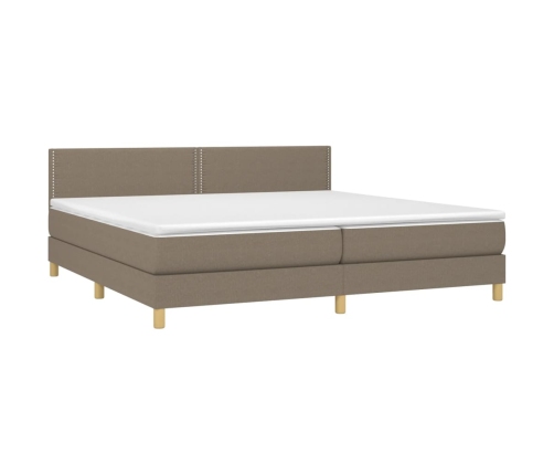 vidaXL Cama box spring con colchón LED tela gris taupe 200x200 cm