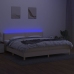 Cama box spring con colchón y LED tela crema 200x200 cm