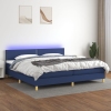 Cama box spring con colchón y LED tela azul 200x200 cm