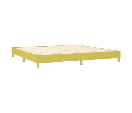 Cama box spring con colchón y LED tela verde 200x200 cm