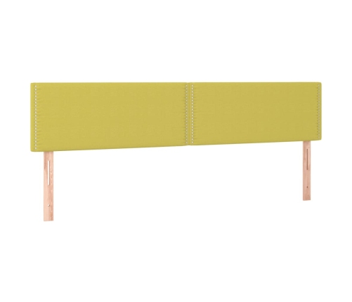 Cama box spring con colchón y LED tela verde 200x200 cm