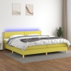 Cama box spring con colchón y LED tela verde 200x200 cm