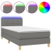 Cama box spring con colchón y LED tela gris oscuro 80x200 cm