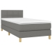 Cama box spring con colchón y LED tela gris oscuro 80x200 cm