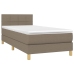 Cama box spring con colchón LED tela gris taupe 80x200 cm