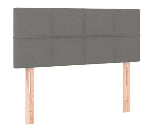 Cama box spring con colchón y LED tela gris oscuro 90x190 cm