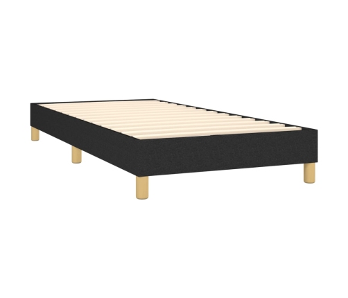 Cama box spring con colchón y LED tela negro 90x190 cm