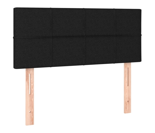 Cama box spring con colchón y LED tela negro 90x190 cm