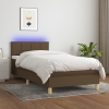 Cama box spring con colchón LED tela marrón oscuro 90x190 cm