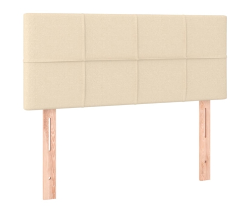 Cama box spring con colchón y LED tela crema 90x190 cm