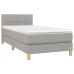 Cama box spring colchón y luces LED tela gris claro 90x200 cm
