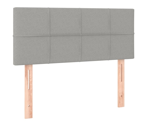 Cama box spring con colchón tela y LED gris claro 100x200 cm