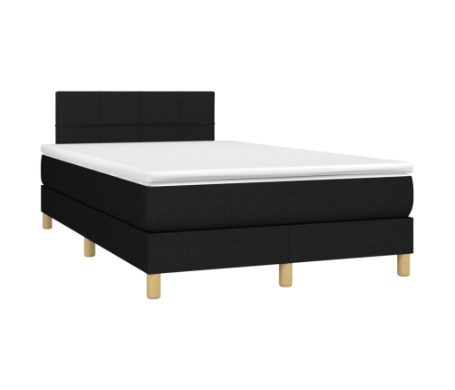 Cama box spring con colchón LED tela negro 120x200 cm