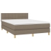 Cama box spring con colchón LED tela gris taupe 140x200 cm