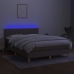 Cama box spring con colchón LED tela gris taupe 140x200 cm