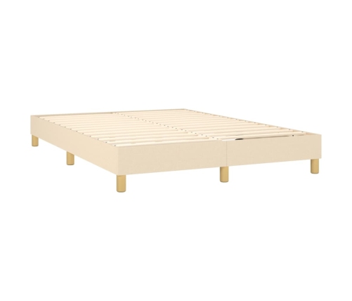 vidaXL Cama box spring con colchón y LED tela crema 140x200 cm