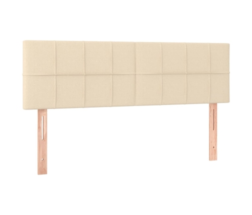 vidaXL Cama box spring con colchón y LED tela crema 140x200 cm