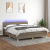 vidaXL Cama box spring con colchón LED tela gris taupe 160x200 cm