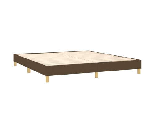 vidaXL Cama box spring con colchón LED tela marrón oscuro 180x200 cm