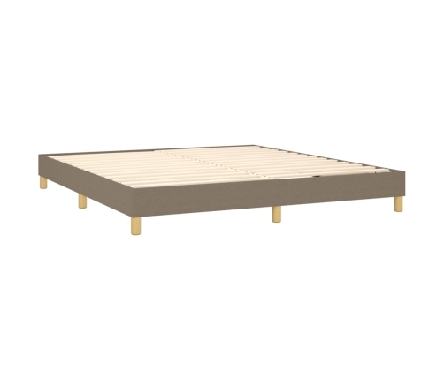 Cama box spring con colchón LED tela gris taupe 180x200 cm