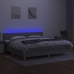 Cama box spring con colchón tela y LED gris claro 200x200 cm