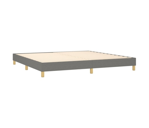 Cama box spring con colchón y LED tela gris oscuro 200x200 cm