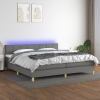 Cama box spring con colchón y LED tela gris oscuro 200x200 cm