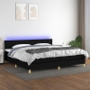 Cama box spring con colchón LED tela negro 200x200 cm