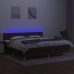 Cama box spring con colchón LED tela marrón oscuro 200x200 cm