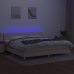 Cama box spring con colchón y LED tela crema 200x200 cm