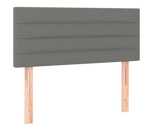 Cama box spring con colchón y LED tela gris oscuro 80x200 cm