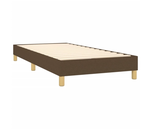 vidaXL Cama box spring con colchón LED tela marrón oscuro 90x190 cm