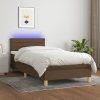 vidaXL Cama box spring con colchón LED tela marrón oscuro 90x190 cm