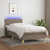 vidaXL Cama box spring con colchón LED tela gris taupe 90x200 cm