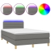 Cama box spring con colchón y LED tela gris oscuro 120x200 cm