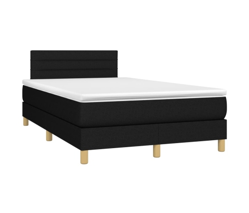 Cama box spring con colchón LED tela negro 120x200 cm