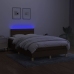 Cama box spring con colchón y LED tela marrón oscuro 120x200 cm