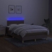 Cama box spring con colchón y LED tela gris taupe 120x200 cm