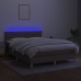 Cama box spring con colchón LED tela gris taupe 140x200 cm