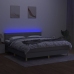 Cama box spring con colchón tela y LED gris claro 160x200 cm