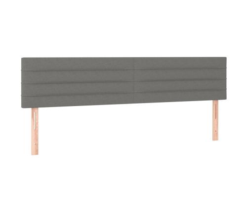 Cama box spring con colchón y LED tela gris oscuro 160x200 cm