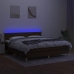 Cama box spring con colchón LED tela marrón oscuro 180x200 cm