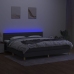 Cama box spring con colchón y LED tela gris oscuro 200x200 cm